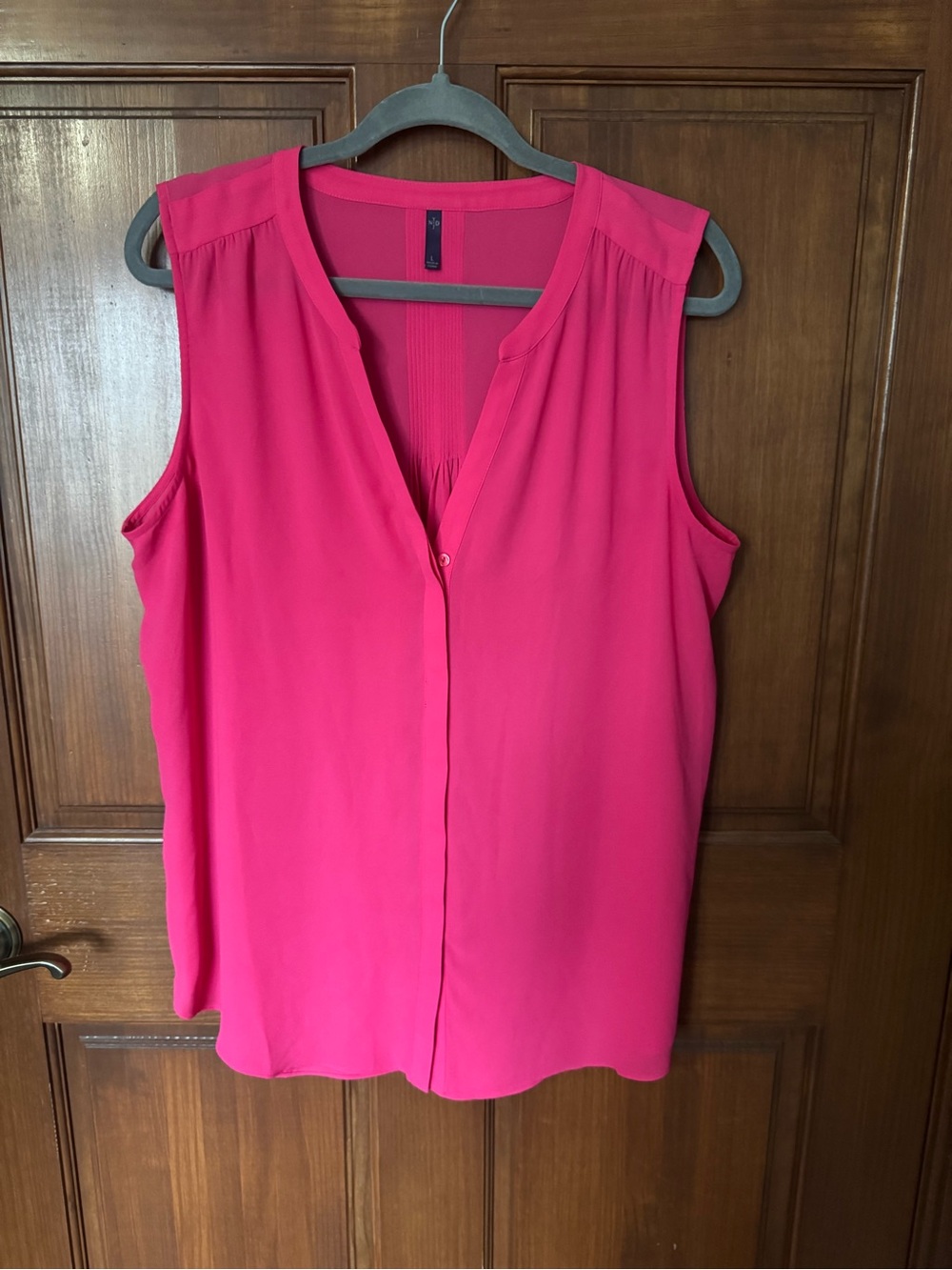 NYDJ Vibrant Hot Pink Sleeveless V-Neck Blouse